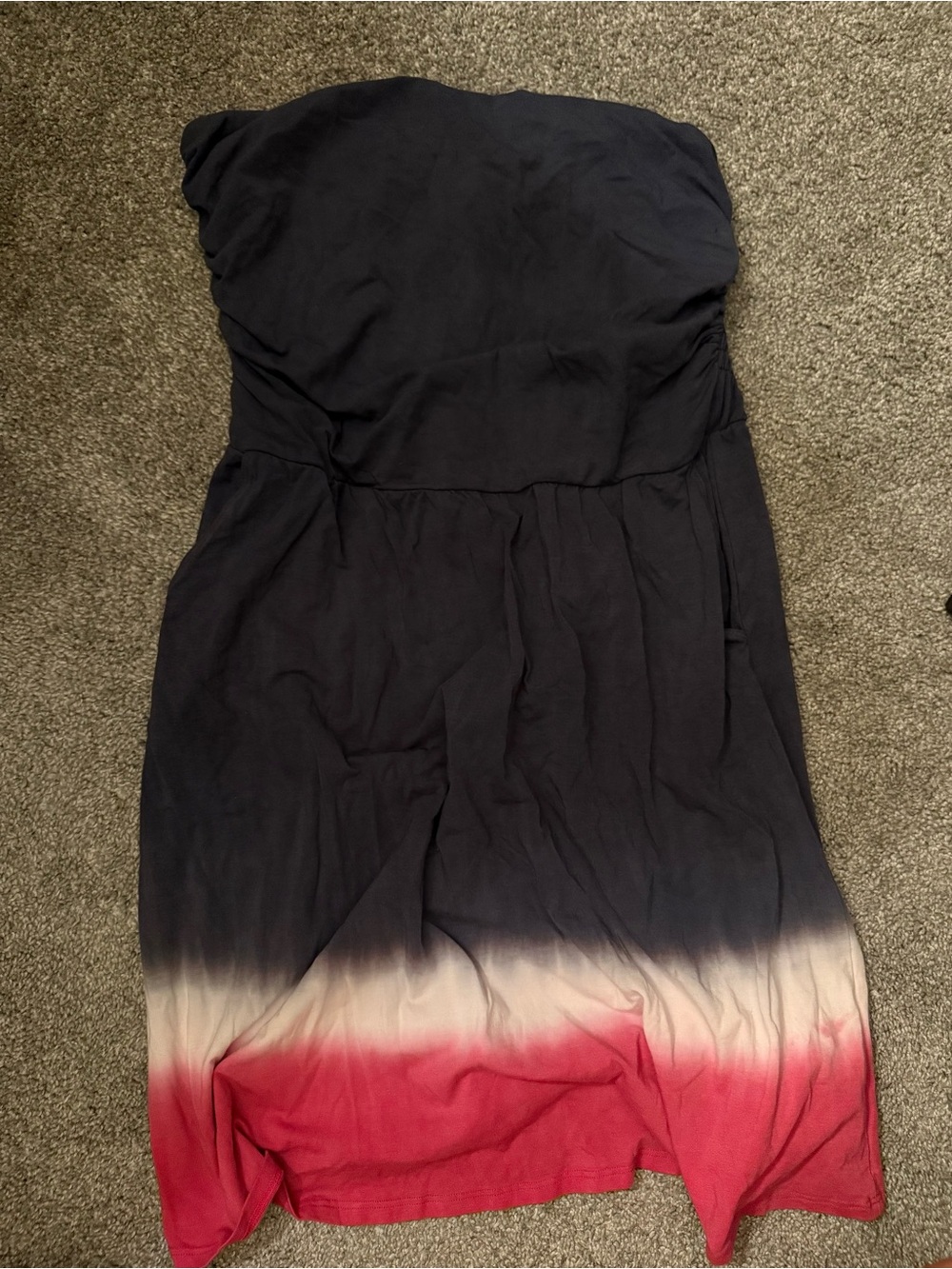 Splendid Strapless Ombre Black to Red Cotton Dress